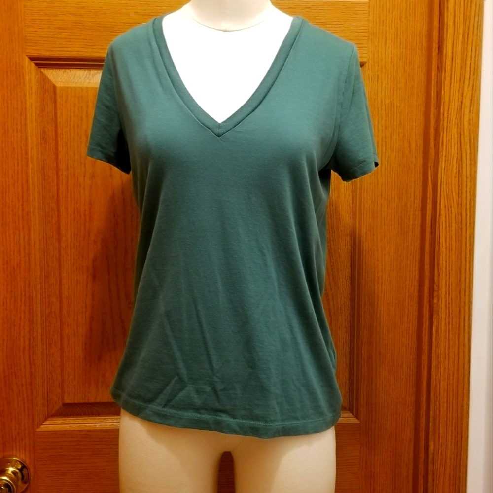 Jcrew Vintage cotton rich green v-neck tshirt (s)